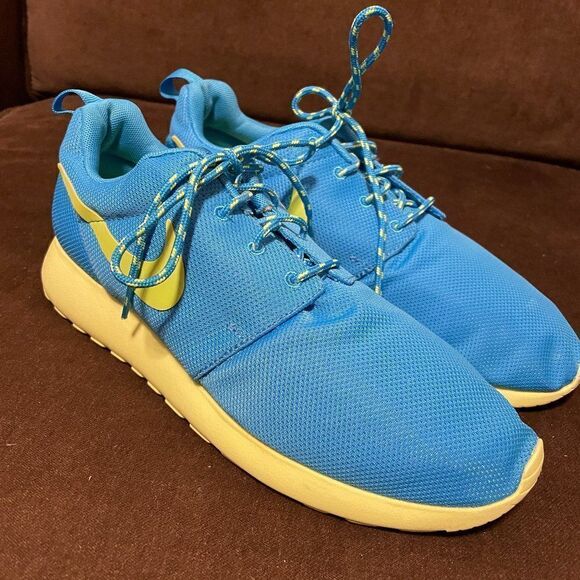 Excellent Condition Nike Roshe Run Blue Sail Yellow Womrns 9 US 40.5 EUR - Picture 1 of 7